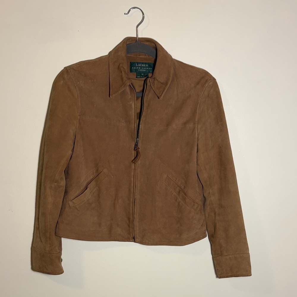 Lauren Ralph Lauren Chestnut Brown Suede Zip-Front Jacket